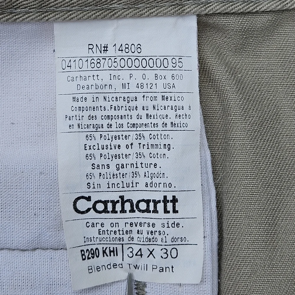 Vintage Carhartt Tan Blended Twill Pants Work Wear Khaki Slacks B290KHI 34x30